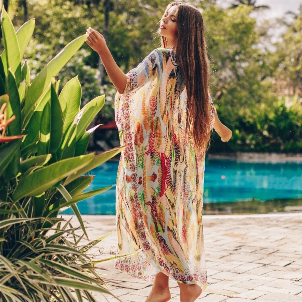 New! Gold dust Woman Boho Kaftan Kimono Gown Co… - Picture 2 of 7
